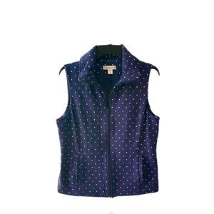 Coldwater Creek Navy Polka Dot Vest